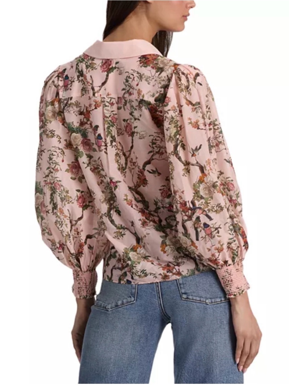Alice +Olivia Charis Floral Pink Blouse in Sunset Grove English Rose Sz L NWT - Picture 2 of 16